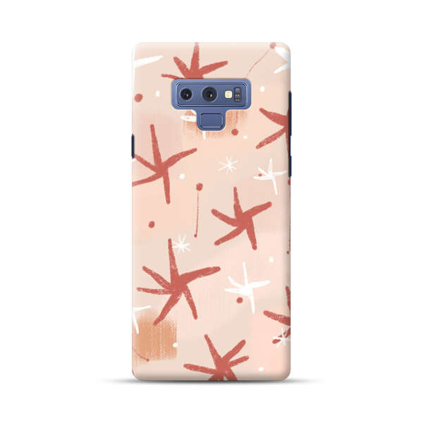 Abstract Star Pattern Red and White on Beige Background Samsung Galaxy Note 9 Hard Case