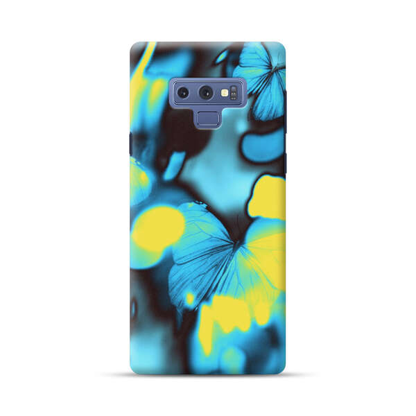 Blue Butterflies Glowing Abstract Background Samsung Galaxy Note 9 Hard Case