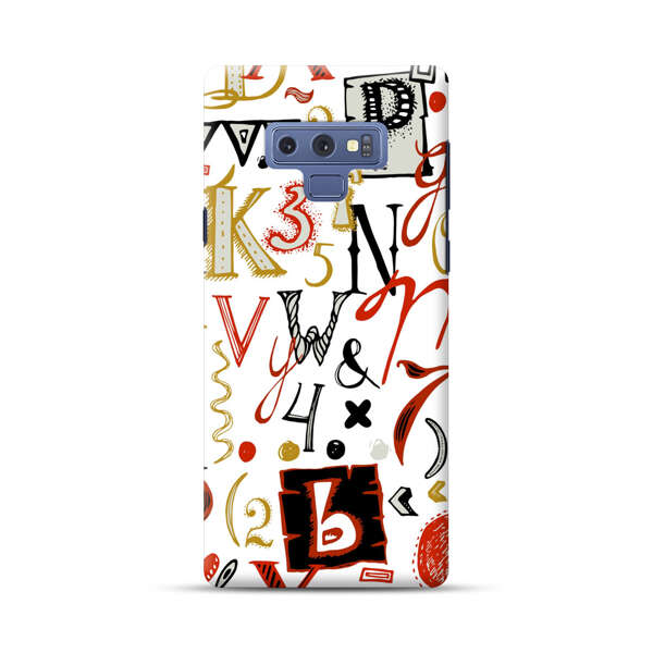 Colorful Hand Drawn Letters and Numbers Pattern Samsung Galaxy Note 9 Hard Case