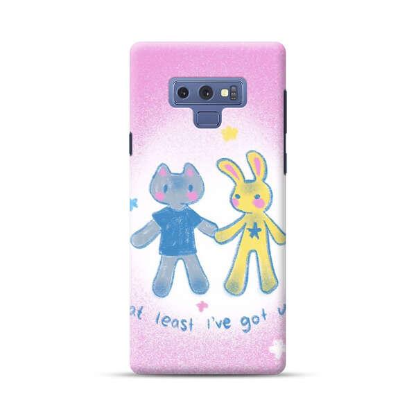 Cute Cat and Rabbit Holding Hands Samsung Galaxy Note 9 Hard Case