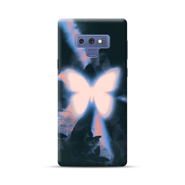 Glowing White Butterfly Samsung Galaxy Note 9 Hard Case