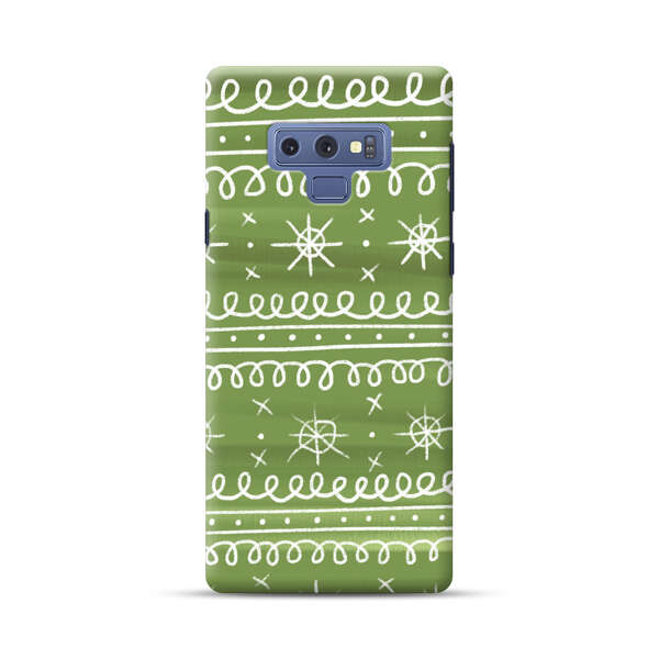 Green White Stars Loop Pattern Samsung Galaxy Note 9 Hard Case