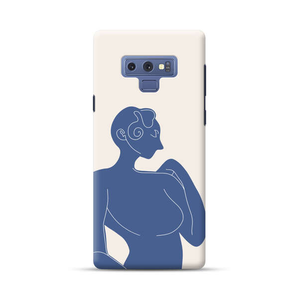 Minimalistic Abstract Female Silhouette Blue Samsung Galaxy Note 9 Hard Case