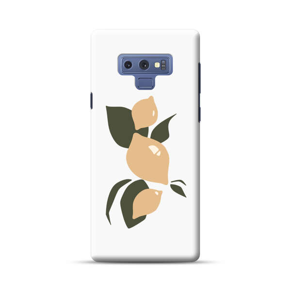 Minimalistic Beige Lemons with Green Leaves Samsung Galaxy Note 9 Hard Case