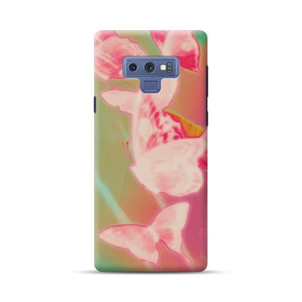 Pink Butterflies Dreamy Colorful Background Samsung Galaxy Note 9 Hard Case