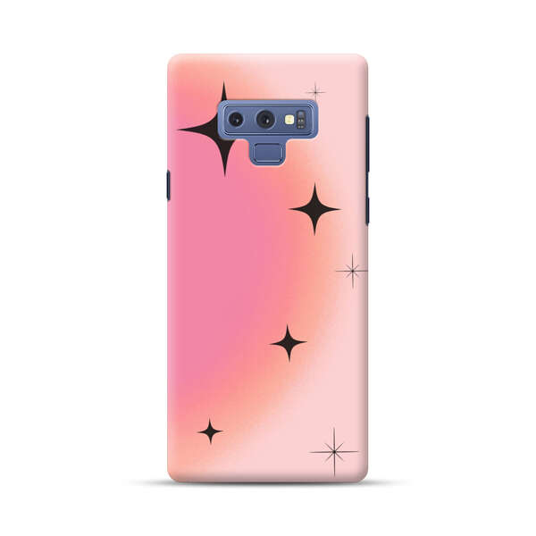 Pink Peach Gradient with Black Stars Samsung Galaxy Note 9 Hard Case
