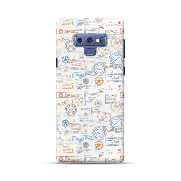 Vintage Passport Stamps Pattern Samsung Galaxy Note 9 Hard Case