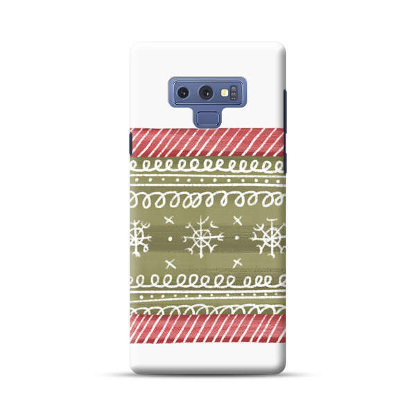 Winter Pattern with Snowflakes and Red Stripes Samsung Galaxy Note 9 Hard Case