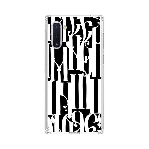 Abstract Black and White Pattern with Ornamental Letters Samsung Galaxy Note10 Case
