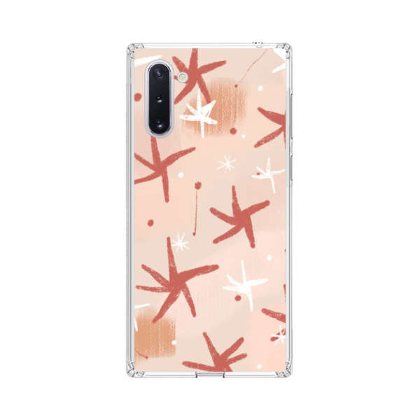 Abstract Star Pattern Red and White on Beige Background Samsung Galaxy Note10 Case