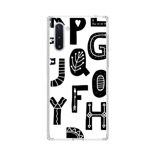 Black and White Hand-Drawn Alphabet Letters Pattern Samsung Galaxy Note10 Case