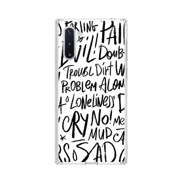 Black and White Negative Words Pattern Samsung Galaxy Note10 Case