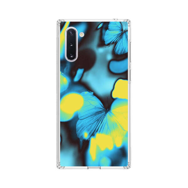 Blue Butterflies Glowing Abstract Background Samsung Galaxy Note10 Case