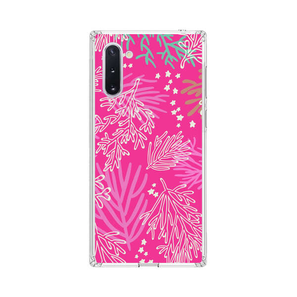 Bright Pink Tropical Leaf Pattern Samsung Galaxy Note10 Case