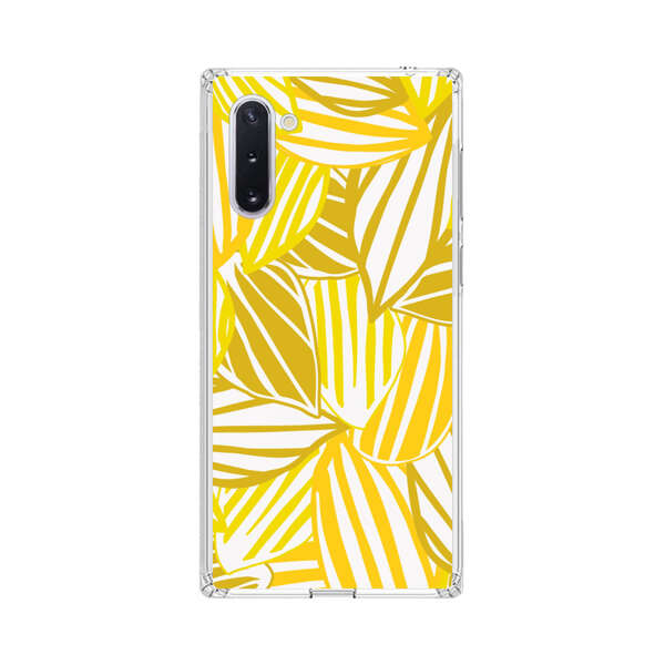 Bright Yellow Striped Tropical Leaves Pattern Samsung Galaxy Note10 Case