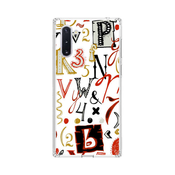 Colorful Hand Drawn Letters and Numbers Pattern Samsung Galaxy Note10 Case