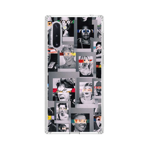 Creative Collage of Iconic Black and White Portraits with Cartoon Eyes Samsung Galaxy Note10 Case