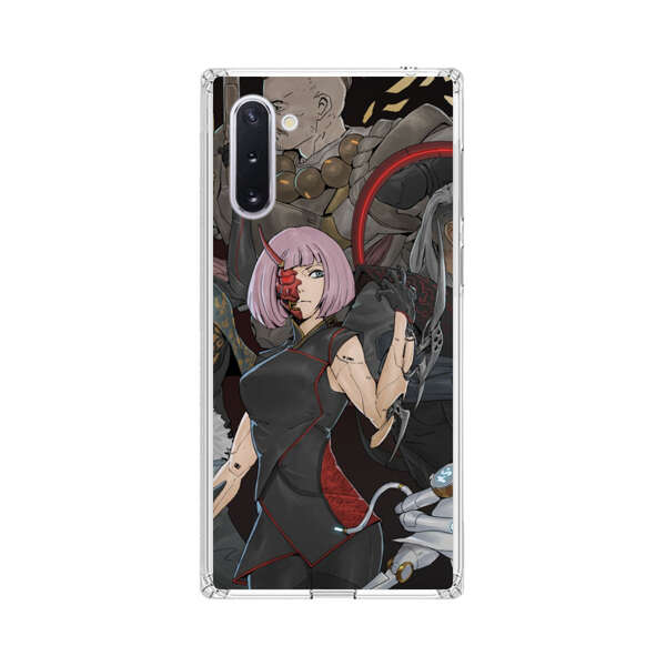 Futuristic Cyberpunk Warriors and Robotic Cat in Dynamic Pose Samsung Galaxy Note10 Case