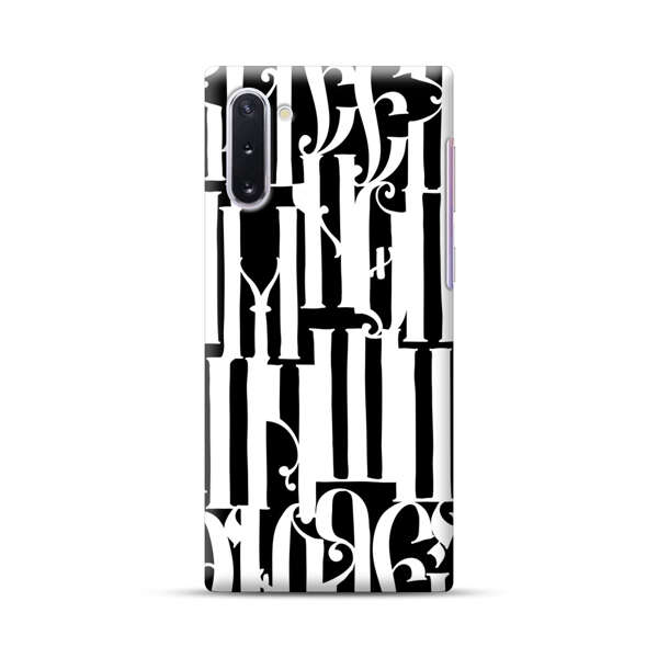 Abstract Black and White Pattern with Ornamental Letters Samsung Galaxy Note10 Hard Case