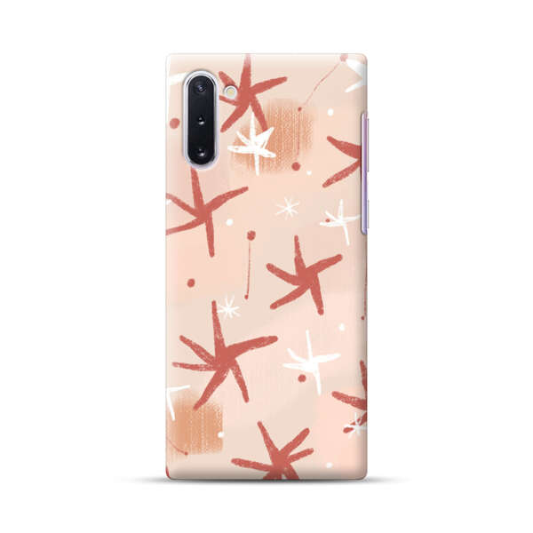 Abstract Star Pattern Red and White on Beige Background Samsung Galaxy Note10 Hard Case