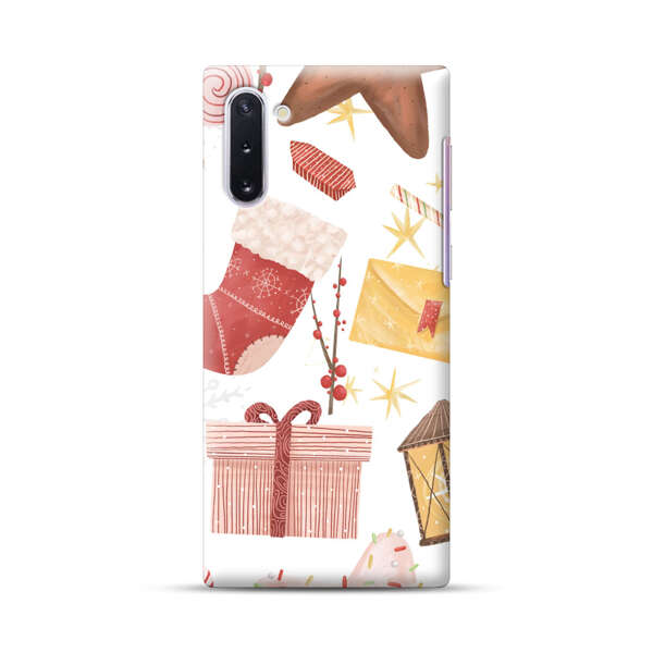 Christmas Festive Pattern with Gingerbread and Gifts Samsung Galaxy Note10 Hard Case