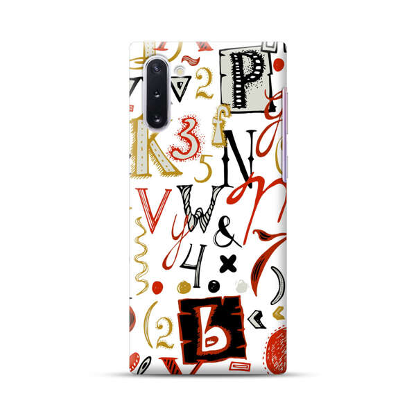 Colorful Hand Drawn Letters and Numbers Pattern Samsung Galaxy Note10 Hard Case