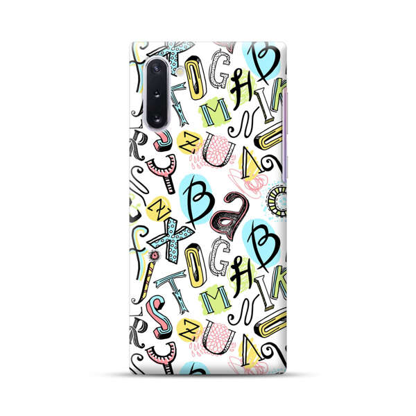 Colorful Scattered Alphabet Letters Pattern Samsung Galaxy Note10 Hard Case