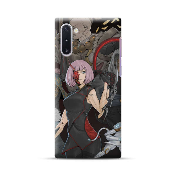 Futuristic Cyberpunk Warriors and Robotic Cat in Dynamic Pose Samsung Galaxy Note10 Hard Case