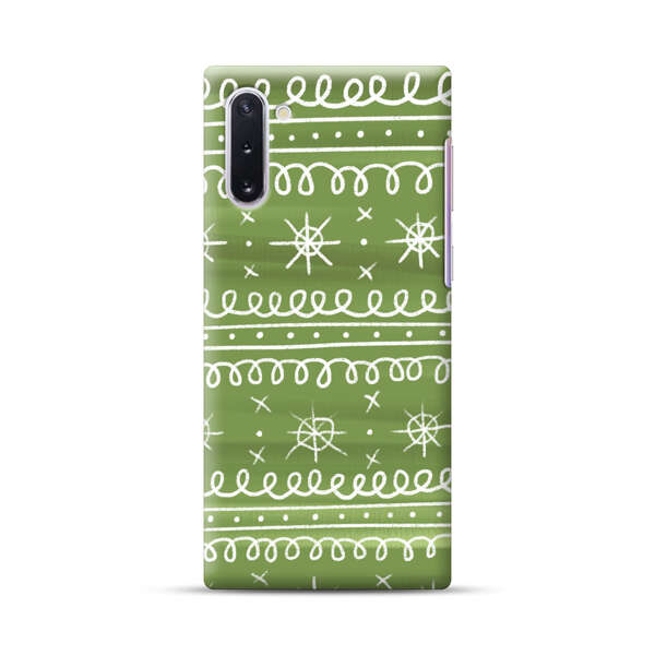 Green White Stars Loop Pattern Samsung Galaxy Note10 Hard Case