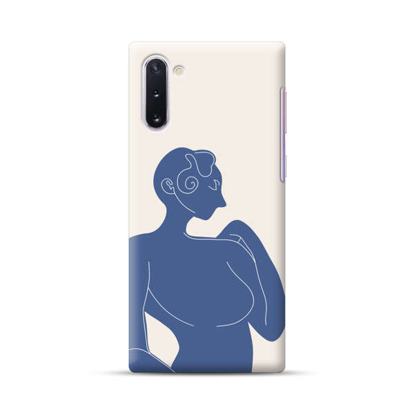 Minimalistic Abstract Female Silhouette Blue Samsung Galaxy Note10 Hard Case