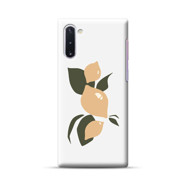 Minimalistic Beige Lemons with Green Leaves Samsung Galaxy Note10 Hard Case