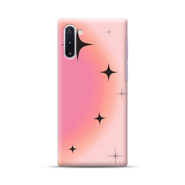 Pink Peach Gradient with Black Stars Samsung Galaxy Note10 Hard Case