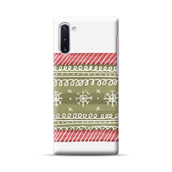 Winter Pattern with Snowflakes and Red Stripes Samsung Galaxy Note10 Hard Case