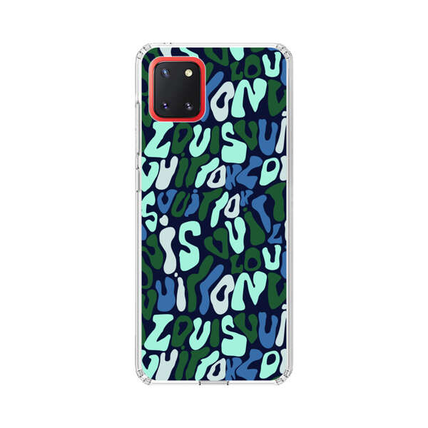 Abstract Layered Text Pattern in Blue and Green Samsung Galaxy Note10 Lite Case
