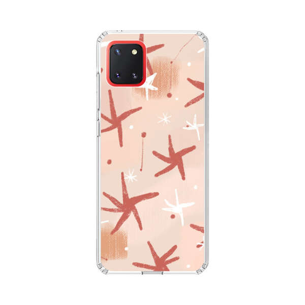 Abstract Star Pattern Red and White on Beige Background Samsung Galaxy Note10 Lite Case