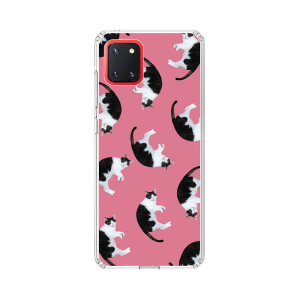 Black and White Cats Pattern on Pink Background Samsung Galaxy Note10 Lite Case