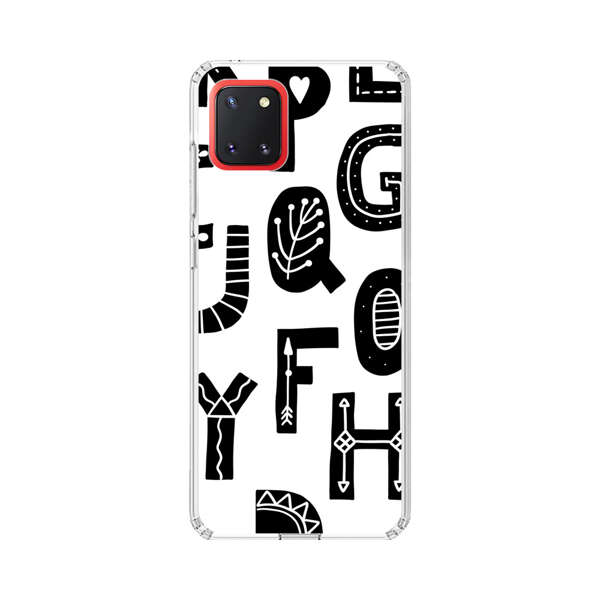 Black and White Hand-Drawn Alphabet Letters Pattern Samsung Galaxy Note10 Lite Case