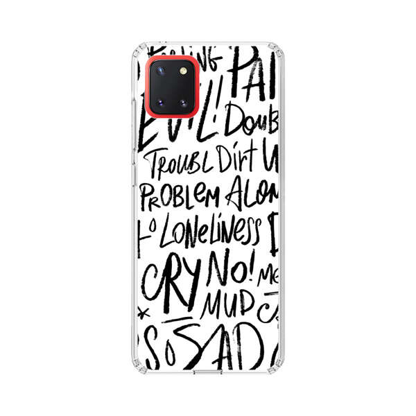 Black and White Negative Words Pattern Samsung Galaxy Note10 Lite Case