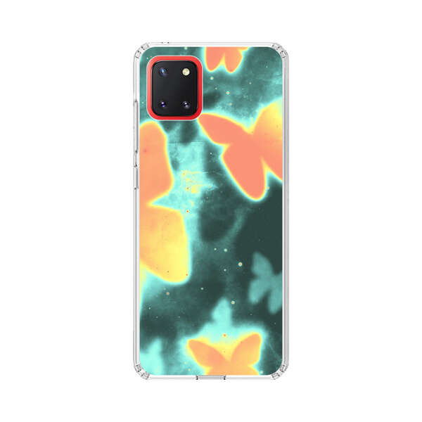 Bright Glowing Orange Butterflies Blue Background Samsung Galaxy Note10 Lite Case