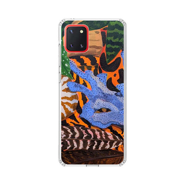 Tropical Coral Seashell Feathers on Tiger Pattern Samsung Galaxy Note10 Lite Case