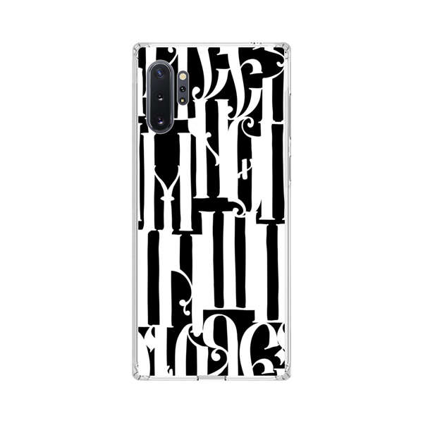Abstract Black and White Pattern with Ornamental Letters Samsung Galaxy Note10 Plus Case