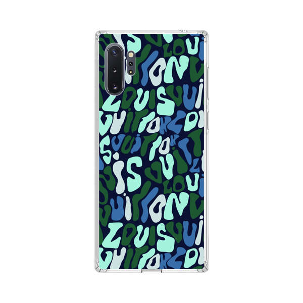 Abstract Layered Text Pattern in Blue and Green Samsung Galaxy Note10 Plus Case
