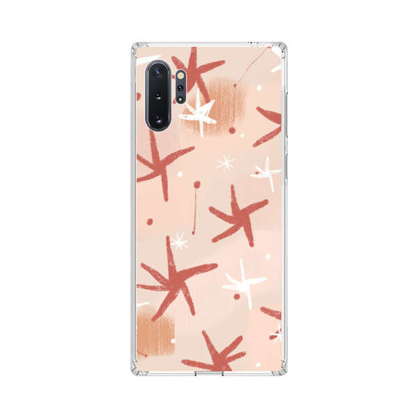 Abstract Star Pattern Red and White on Beige Background Samsung Galaxy Note10 Plus Case