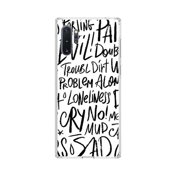 Black and White Negative Words Pattern Samsung Galaxy Note10 Plus Case