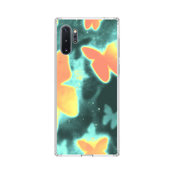 Bright Glowing Orange Butterflies Blue Background Samsung Galaxy Note10 Plus Case