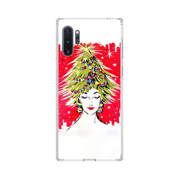 Christmas Tree Hair Woman Red Background Samsung Galaxy Note10 Plus Case