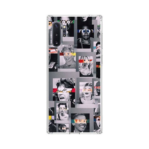 Creative Collage of Iconic Black and White Portraits with Cartoon Eyes Samsung Galaxy Note10 Plus Case