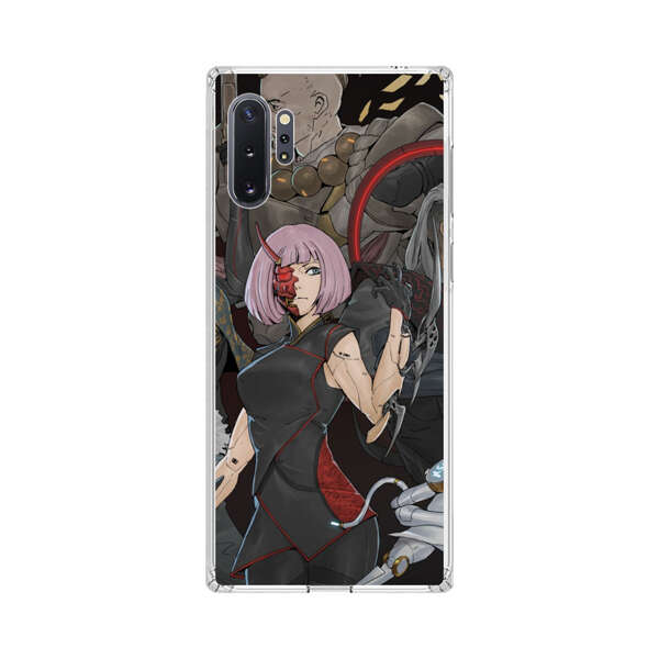 Futuristic Cyberpunk Warriors and Robotic Cat in Dynamic Pose Samsung Galaxy Note10 Plus Case