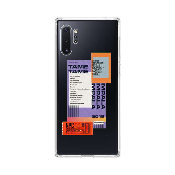 Modern Graphic Collage with Typography and Ticket Elements Samsung Galaxy Note10 Plus Case