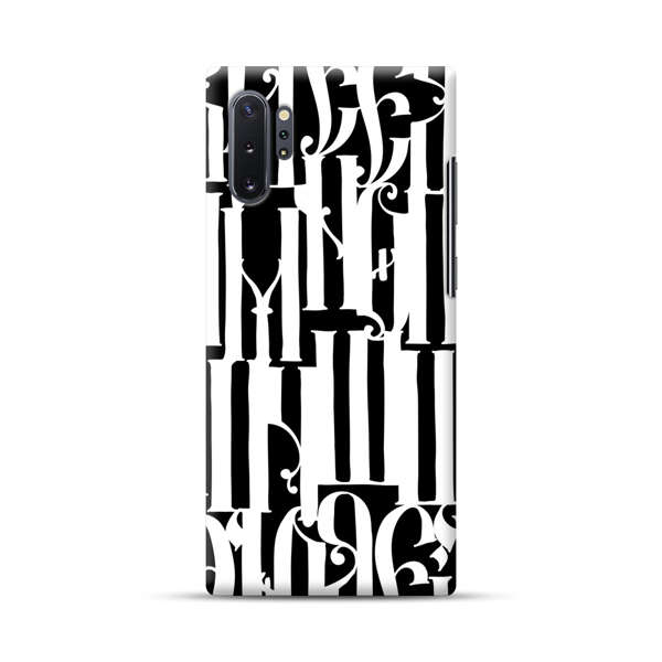 Abstract Black and White Pattern with Ornamental Letters Samsung Galaxy Note10 Plus Hard Case
